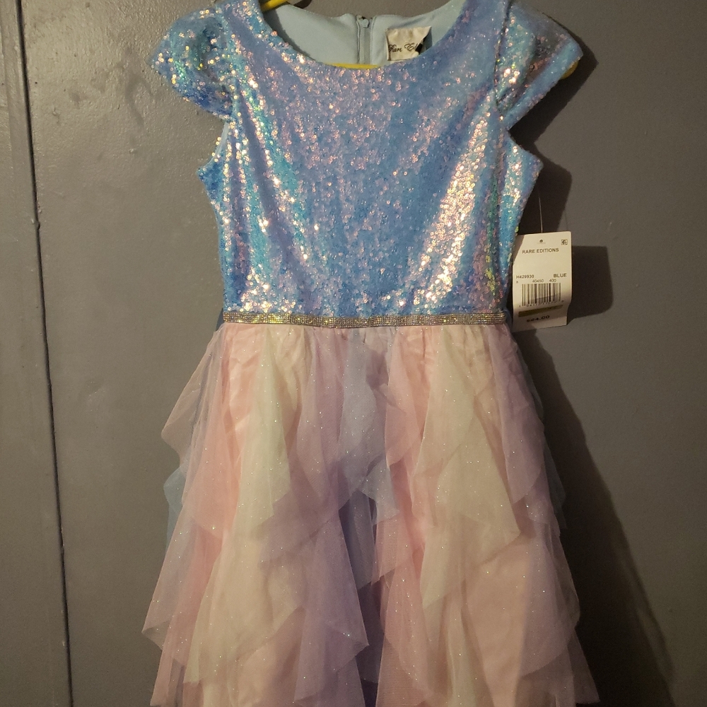 Rare Edition girls dress 14 pink/blue